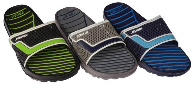 Sport MT2345 men's swimming pool flip-flops, blue, green and gray, sizes 41-45