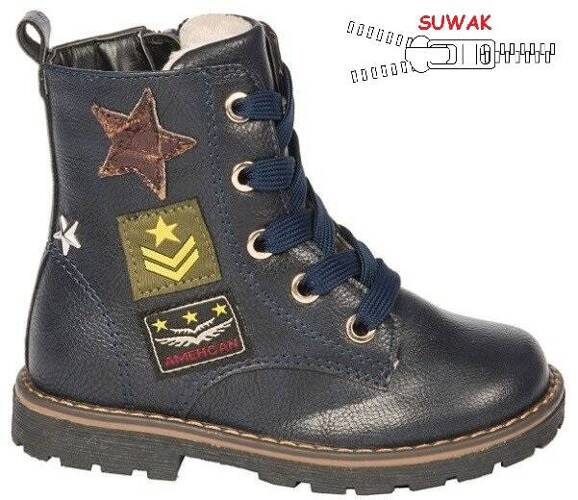 Buty zimowe dziecięce American Club BAB-17182E czarne i granatowe rozm.27-31