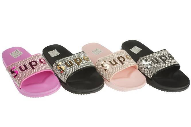 Children's pool slippers Emaks BT2436-2 black and gold, black and silver, pink and dark pink, size 24-29