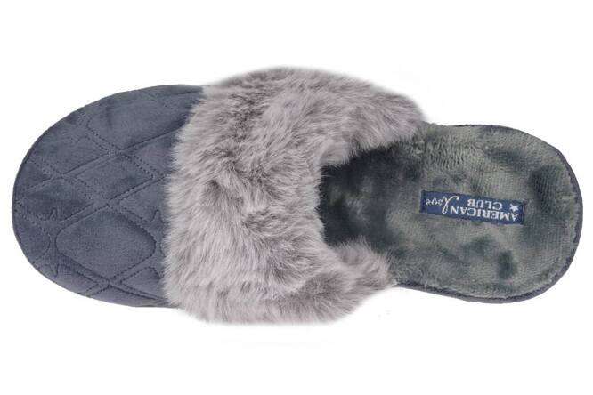 American Club DSL-14 women's textile slippers, gray and blue, sizes 37-41