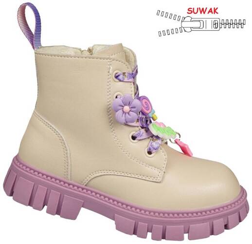 Children's transition shoes Apawwa BN755BEPU beige-purple size 26-31