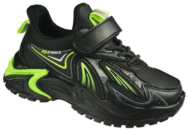 Apawwa BZC226BLGR children's sports shoes black-green size 26-31