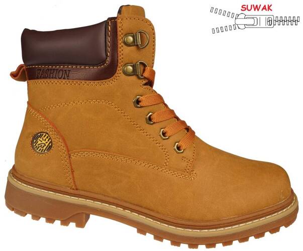 Buty zimowe młodzieżowe Purlina DSL1556A-3CA camelowe rozm.36-41