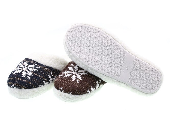 Men's textile slippers Betop M6722 navy blue, gray and brown, size 41-46