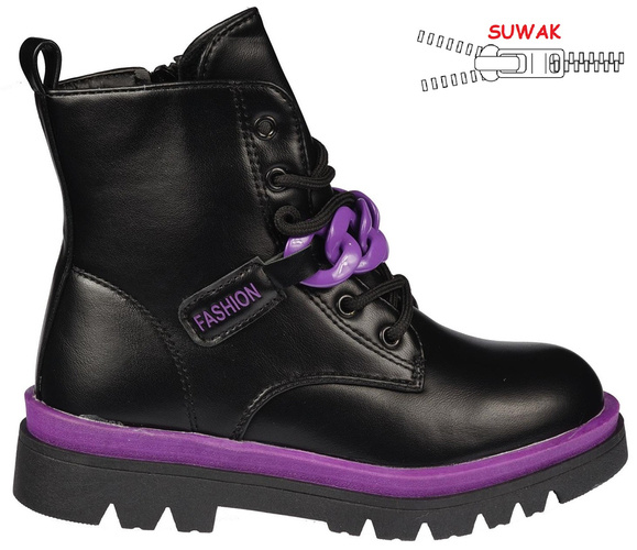 Children's winter shoes Clibee BA134BLPU black and purple size 27-32