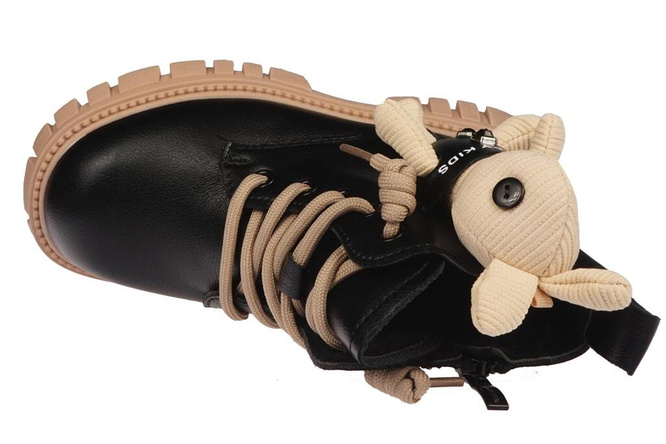 Apawwa CND741BLPI children's transitional shoes, black and pink, sizes 32-37