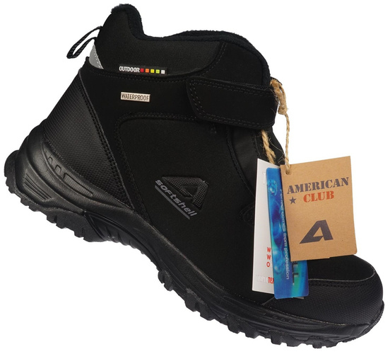 American Club DWT-68 youth trekking shoes, black and navy blue, size 37-41