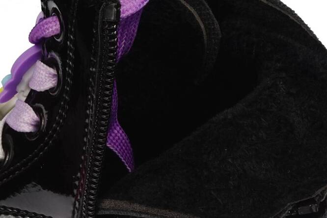 Apawwa BN753BLPU children's transition shoes black and purple size 26-31