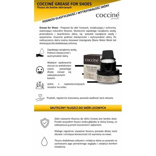 Colorless protective grease for leather Cocciné GREASE FOR SHOES