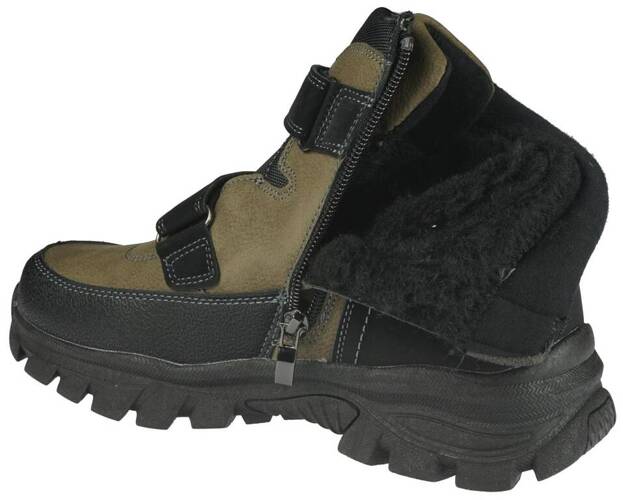 American Club CXD-99 children's winter shoes, navy blue and camel, sizes 33-37