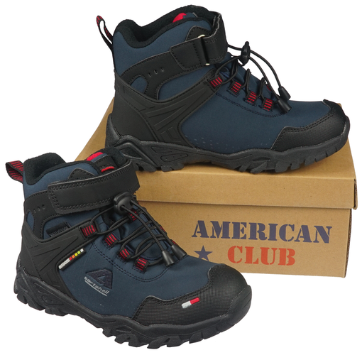 Children's winter shoes American Club BWT-108 black and navy blue, size 27-31