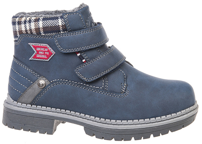 American Club BRH-45 children's winter shoes, size 27-31, navy blue and brown