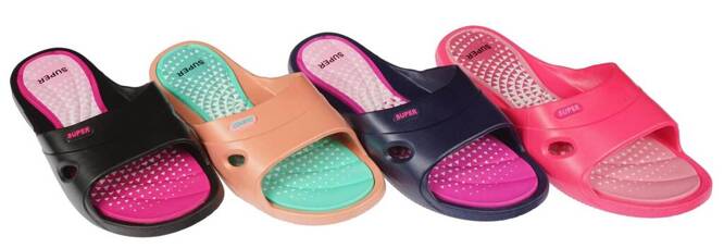 Women's swimming pool flip-flops Mountain DT043 black, pink, navy blue and fuxia, sizes 36-41