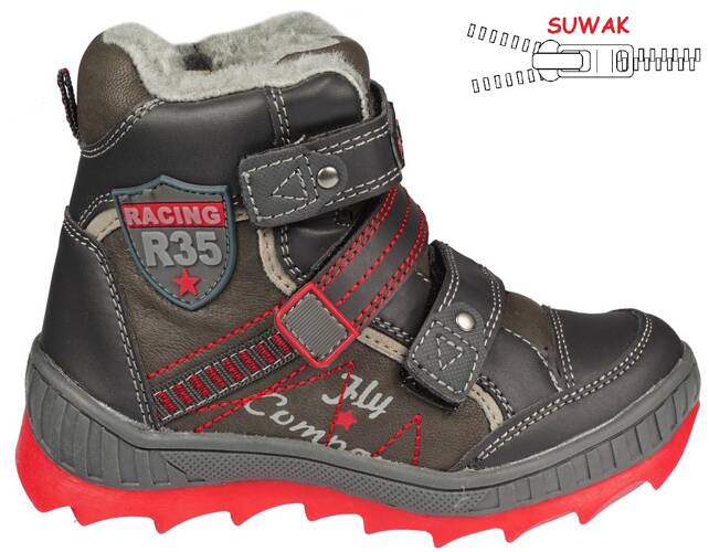 Children's winter shoes American Club B-87326 gray and black, size 24-28