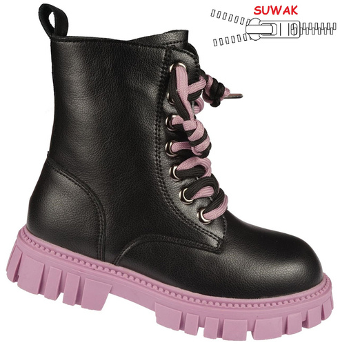 Buty zimowe dziecięce Apawwa CND744BLPU czarno-fioletowy rozm.32-37