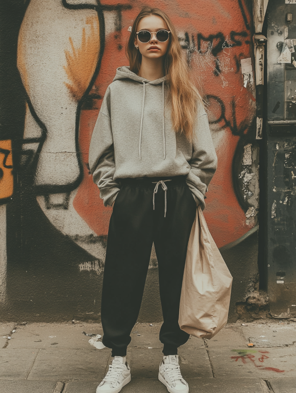 Athleisure look - połączenie bluzy oversize ze sneakersami