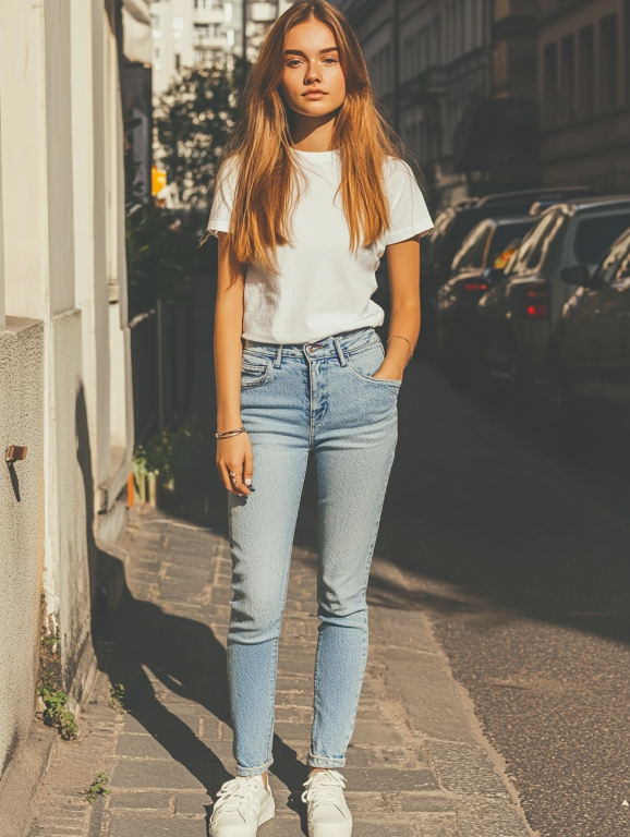 Stylizacja z jeansami i sneakersami - casualowy look na co dzień