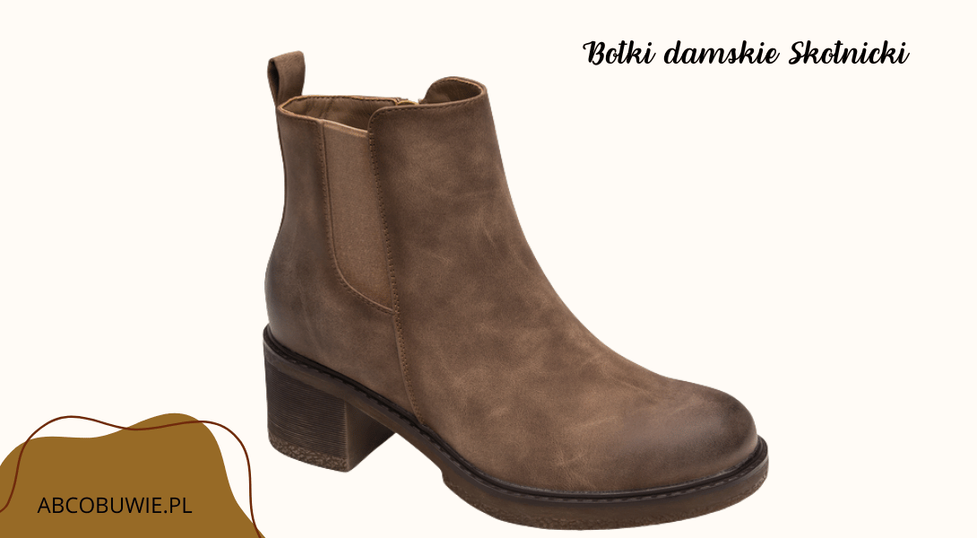 Eleganckie zamszowe botki w kolorze mokka marki Skotnicki