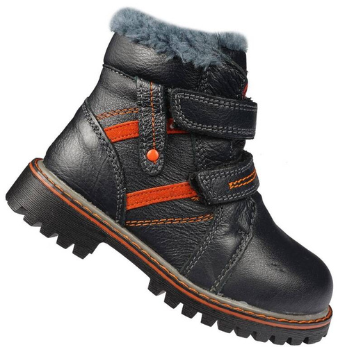 Children's winter shoes Clibee AH-94BUOR navy blue and orange size 21-26