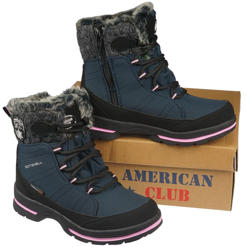 Buty zimowe dziecięce American Club CSN-03 szare i granatowe rozm.32-36