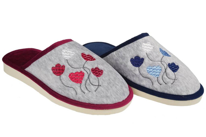 Pantofle damskie Meteor DV085 WIOLA granatowe i bordowe rozm.36-40