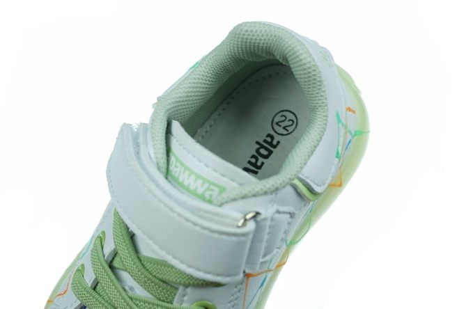Buty sportowe dziecięce na świecącej podeszwie Apawwa ANC57GR biało zielone rozm.21-25