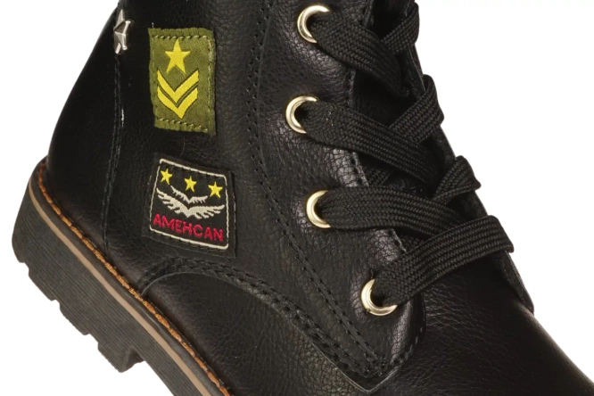 Children's winter shoes American Club BAB-17182E black and navy blue, size 27-31