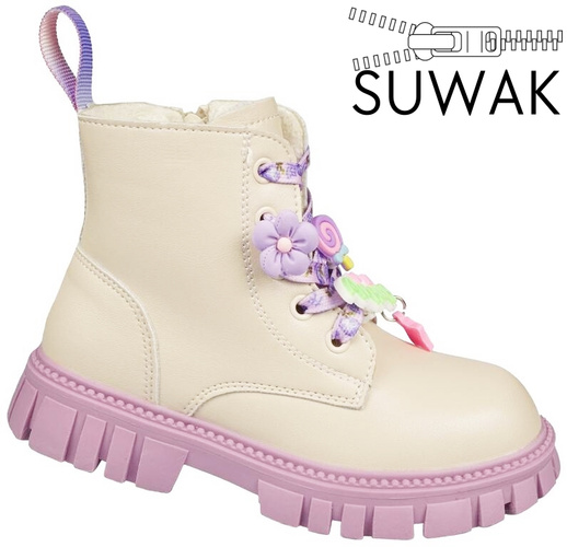 Children's transition shoes Apawwa BN755BEPU beige-purple size 26-31