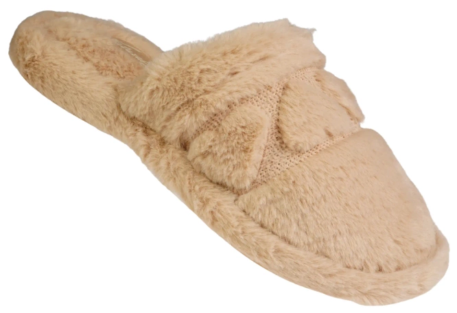 Pantofle damskie Meteor DV269 WYTŁOCZKA camelowe rozm.36-40