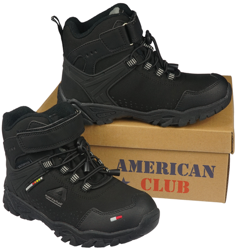 American Club CWT-65 children's winter shoes, black and navy blue, size 32-36