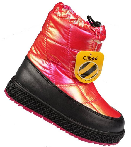 Children's winter shoes Clibee AA103RE red metallic size 22-27
