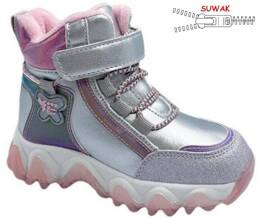 Children's winter shoes Clibee AH-260SIPI silver-pink holographic sizes 22-27