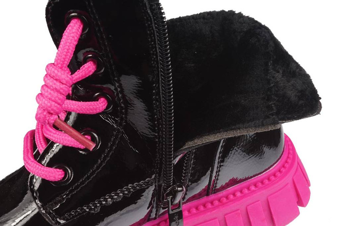 Buty zimowe dziecięce Apawwa CNQ422FU czarno-różowe rozm.32-37