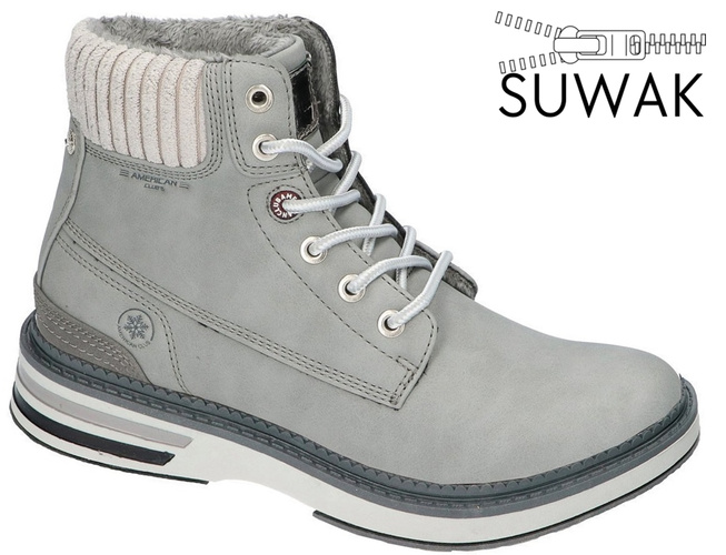 Children's winter shoes American Club CRH-43 gray and navy blue, size 32-36