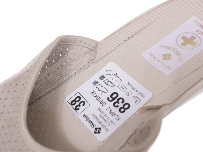 Pantofle tekstylne damskie Skarbek D836 beżowe rozm.36-41