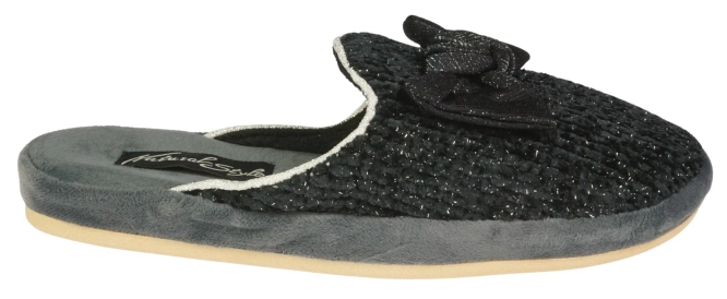 Pantofle damskie Meteor DV264 KOKARDA FUSBET czarne rozm.36-40