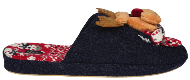 Pantofle tekstylne damskie American Club DSL-11 zielone i granatowe rozm.37-41