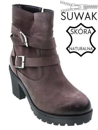 Buty zimowe damskie Bratbut-Natalii D348PONU popielate rozm.36-41