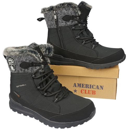 Buty zimowe damskie American Club DSN-25 czarne rozm.37-41
