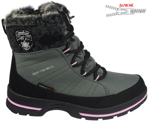 American Club CSN-03 children's winter shoes, gray and navy blue, size 32-36