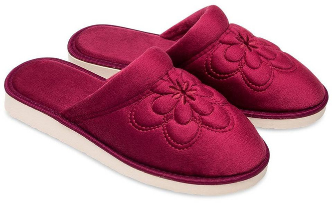 Pantofle damskie Meteor DV011 PATRYCJA granatowe i bordowe rozm.36-40