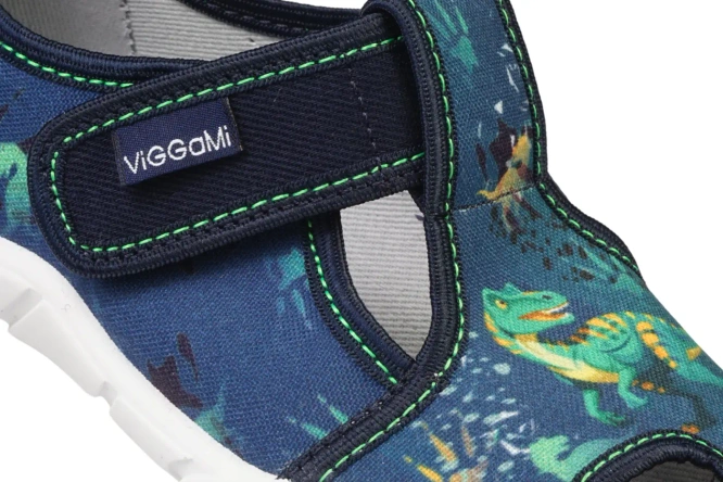 Children’s sneakers Viggami ADAŚ DINO navy, sizes 26–34.