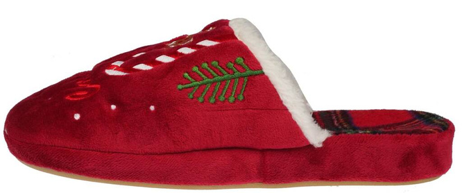 American Club DSL-12 women's textile slippers, red and navy blue, sizes 37-41