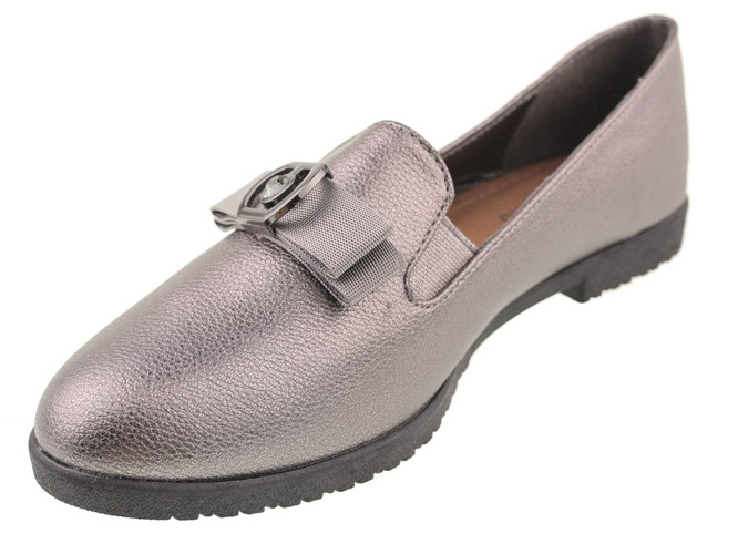 Mokasyny damskie Purlina DGE7861-5GU stalowe rozm.36-41
