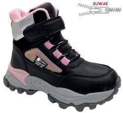 Children's winter shoes Clibee BH-275BLPI black and pink size 26-31