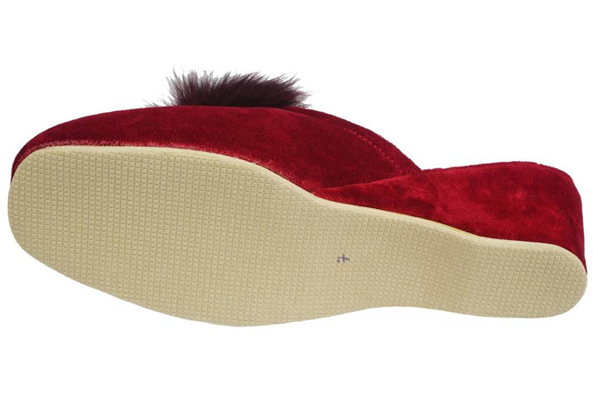 Pantofle damskie Meteor DV032 POMPONIK czerwone rozm.35-40