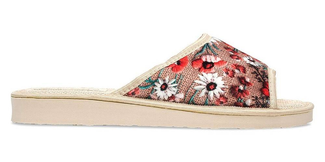 Pantofle damskie Meteor DV039 WIOSENNA ŁĄCZKA niebieskie i czerwone rozm.36-40