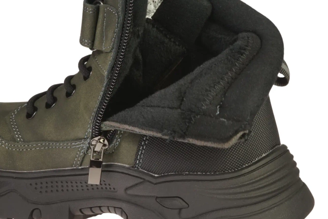 American Club Children’s Winter Boots CXD-159 – Black & Khaki, Sizes 35–39