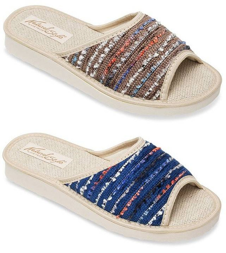 Women's slippers Meteor DV098 AGATA blue and brown size 36-41