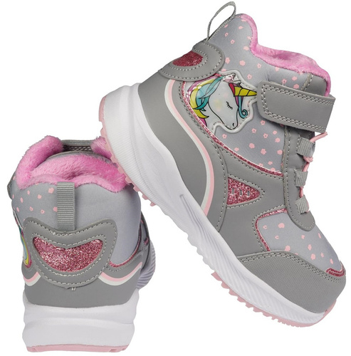 Buty zimowe dziecięce American Club BRL-92 szare i granatowe rozm.28-32